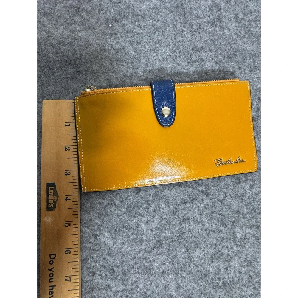 Bostanten Yellow And Blue Smooth Leather Wallet 12 Cards, 2 Zips,‎ Bill Pocket